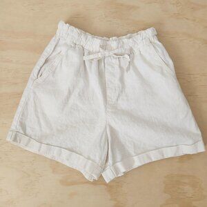Uniqlo Linen Shorts Size‎ XS White Paper Bag Cotton Summer Coastal Preppy Comfy